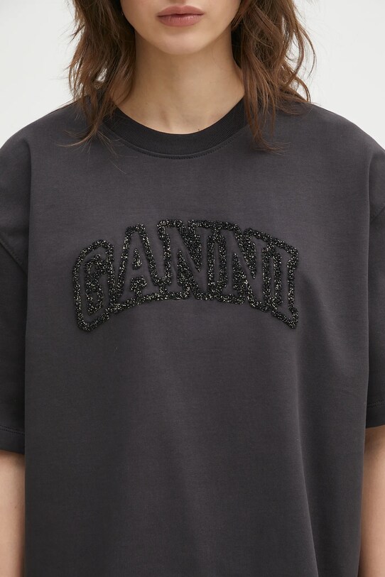 GANNI cotton t-shirt Heavy Cotton Drop Shoulder gray T4095