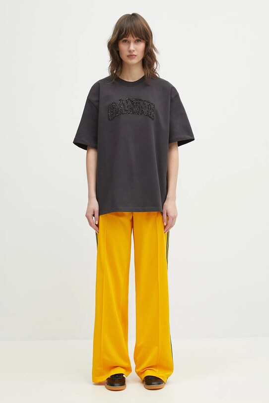 GANNI cotton t-shirt Heavy Cotton Drop Shoulder T4095 gray