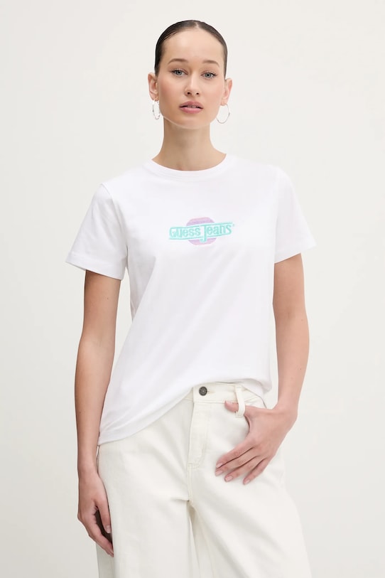 Guess Jeans tricou imprimeu alb W5GI26.J1314