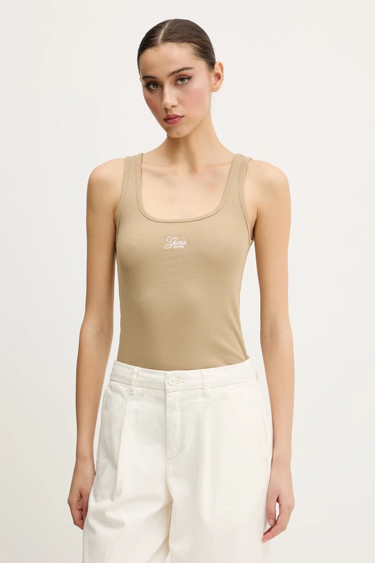 Canotta Guess Embellished Tank Top Da Donna Bianca Canotta Guess Embellished Tank Top Da Donna Bianca