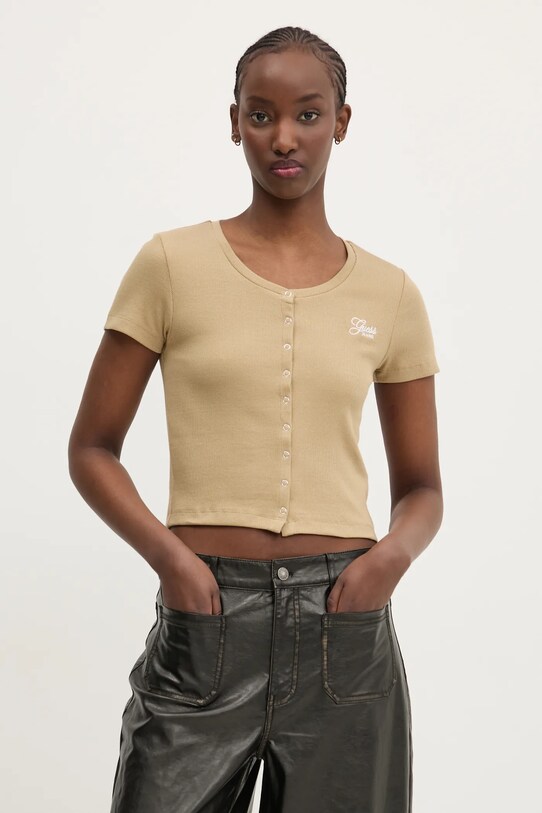 Μπλουζάκι Guess Jeans W5GP27.KA0H1 πράσινο SS25