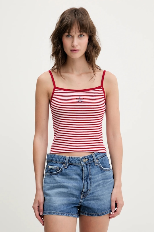 Guess Jeans top wzorzyste bordowy W5GP35.KCIE1