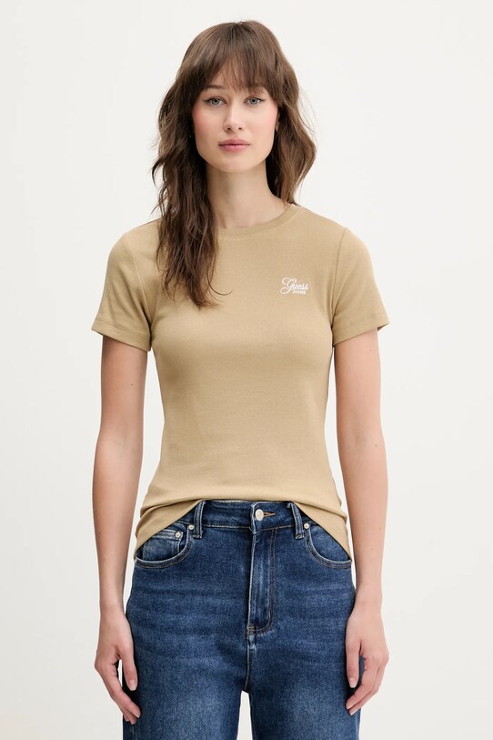 Tričko Guess Jeans nášivka zelená W5GP62.KA0H1
