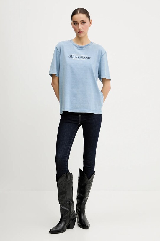 Guess Jeans t-shirt bawełniany W5GI28.KCTG1 niebieski SS25
