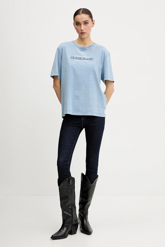 Bavlněné tričko Guess Jeans W5GI28.KCTG1 modrá SS25