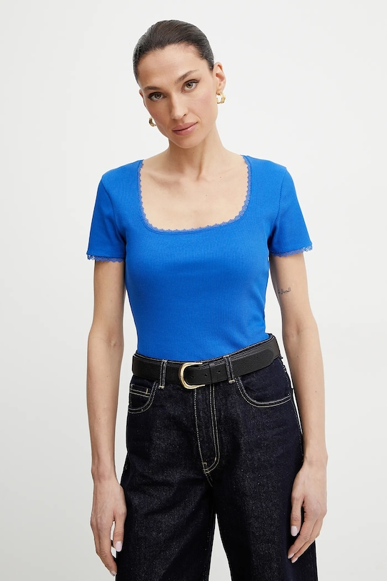 Morgan t-shirt DLUBI z elastanem fioletowy DLUBI