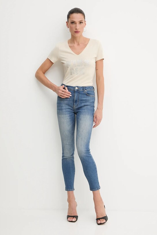 Morgan t-shirt DBISOU DBISOU beżowy SS25