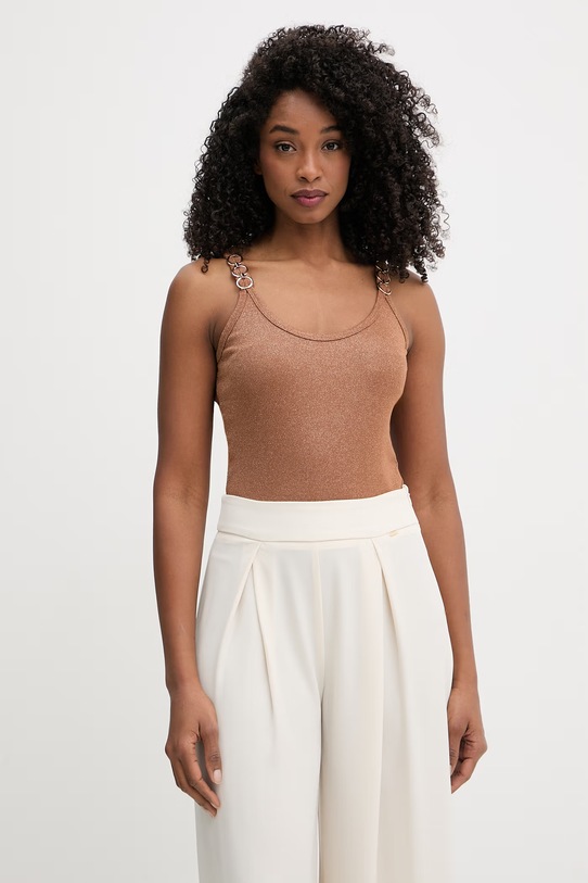 Morgan top damski z wiskozą DIDOA brązowy DIDOA