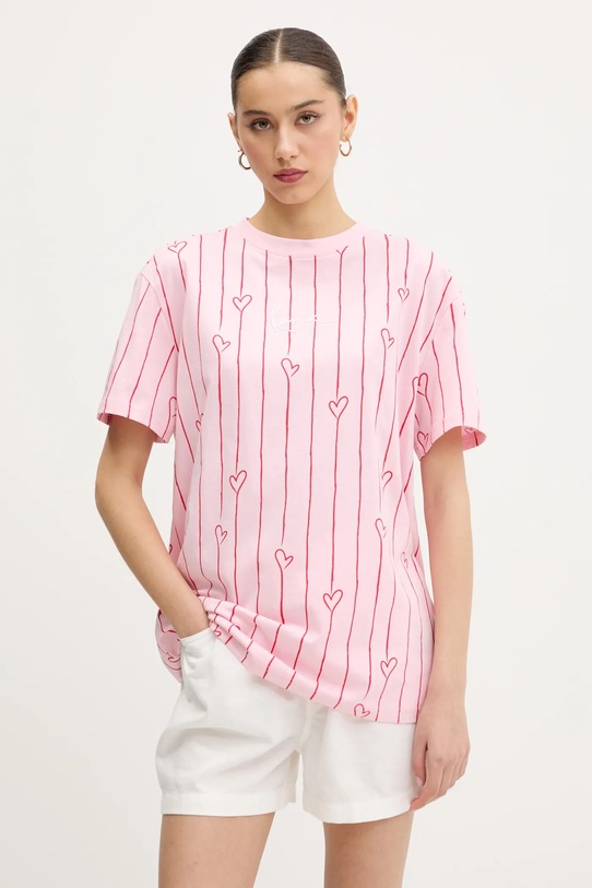 Karl Kani t-shirt bawełniany wzorzyste różowy 61300127