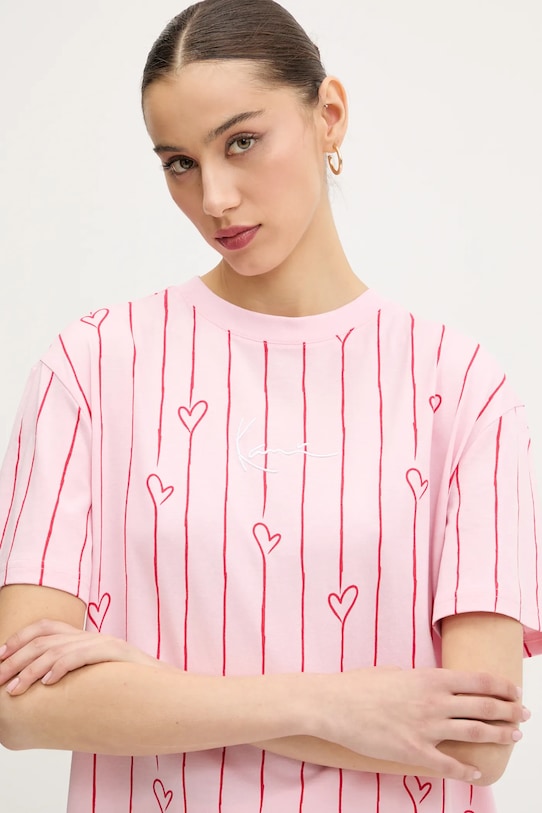 Karl Kani t-shirt bawełniany różowy 61300127