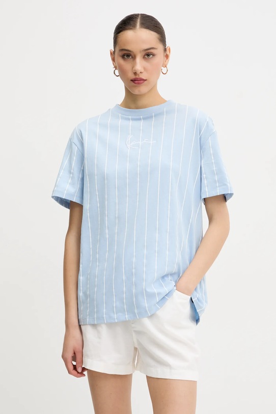 Karl Kani t-shirt bawełniany wzorzyste niebieski 61300115