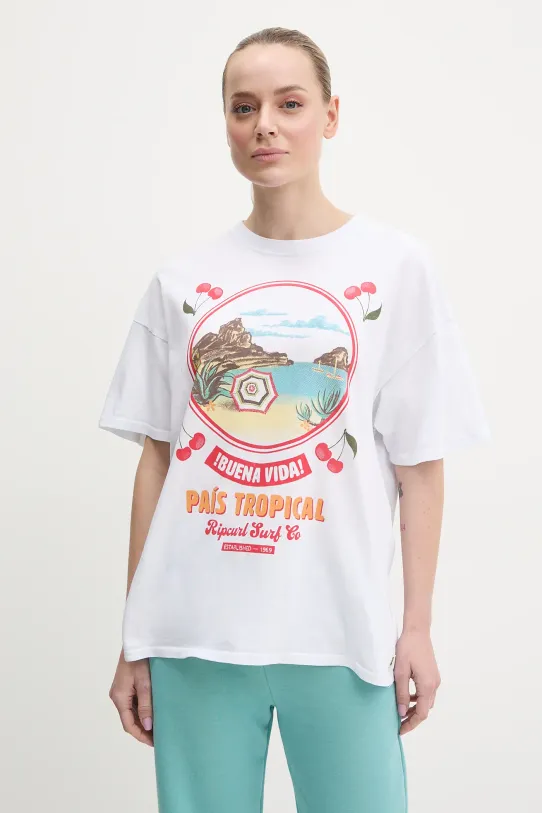 Rip Curl t-shirt bawełniany COVE HERITAGE nadruk biały 0FLWTE