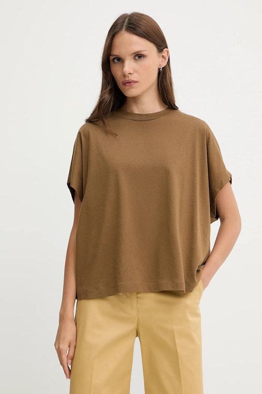 United Colors of Benetton tricou din bumbac uni verde 3096D1071