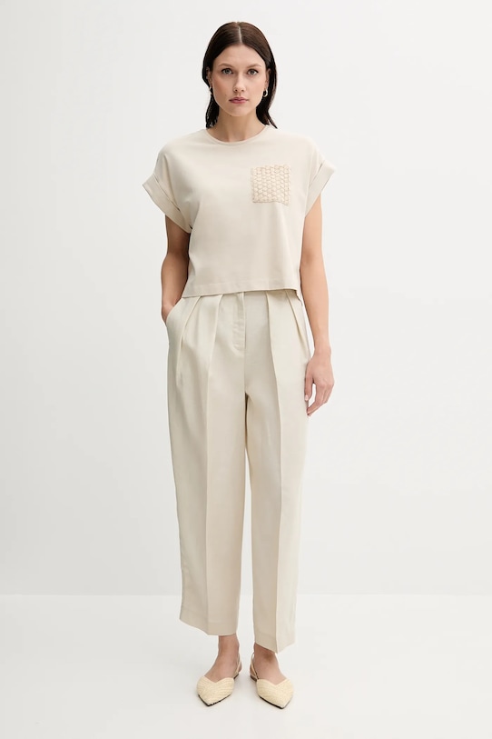 United Colors of Benetton t-shirt 3IFVD10AF beżowy SS25