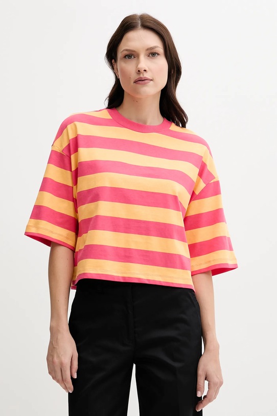 Бавовняна футболка United Colors of Benetton смужка рожевий 32JPD10A5