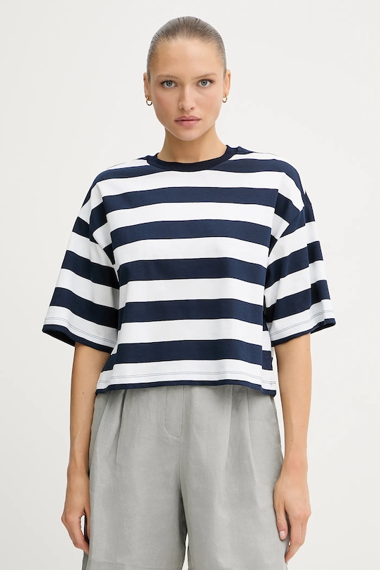 Bavlnené tričko United Colors of Benetton relaxed tmavomodrá 32JPD10A5