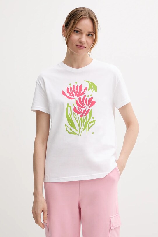 United Colors of Benetton t-shirt bawełniany nadruk biały 3BL0D10AK