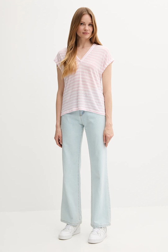 Футболка з домішкою льону United Colors of Benetton 38O0D10A8 рожевий SS25
