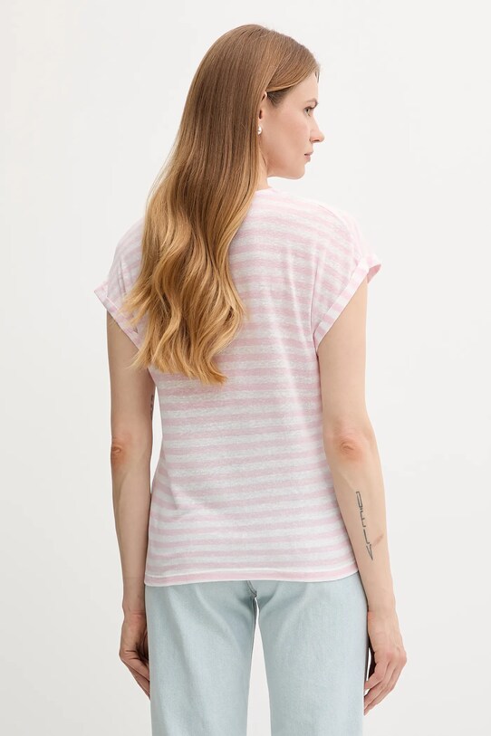 Одяг Футболка з домішкою льону United Colors of Benetton 38O0D10A8 рожевий