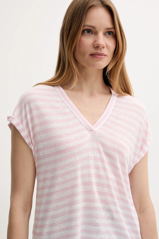 Футболка з домішкою льону United Colors of Benetton рожевий 38O0D10A8