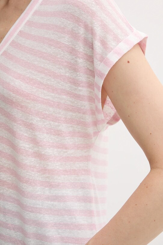 Футболка з домішкою льону United Colors of Benetton 38O0D10A8 рожевий