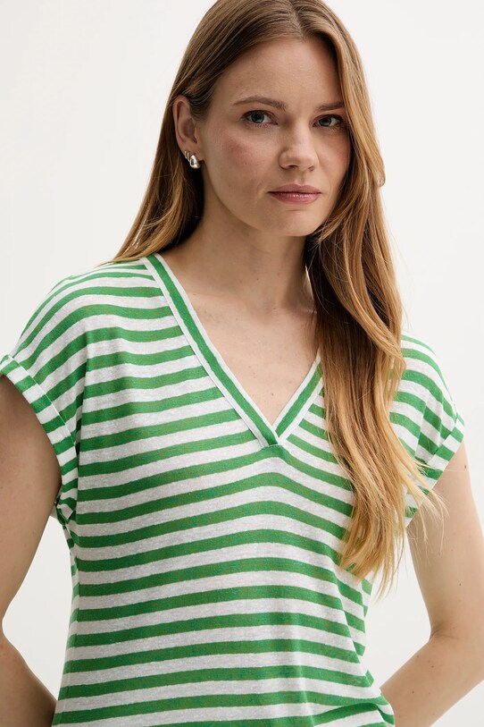 Футболка з домішкою льону United Colors of Benetton зелений 38O0D10A8