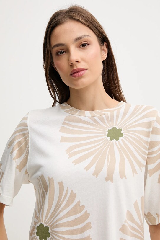 Футболка з домішкою льону United Colors of Benetton бежевий 3ZJYD1047