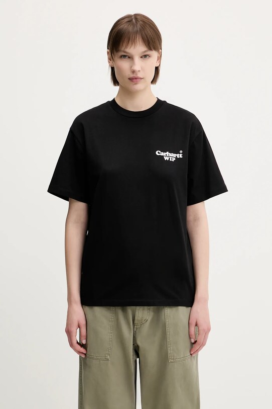 Odzież Carhartt WIP t-shirt bawełniany S/S Button T-Shirt I034702.89XX czarny