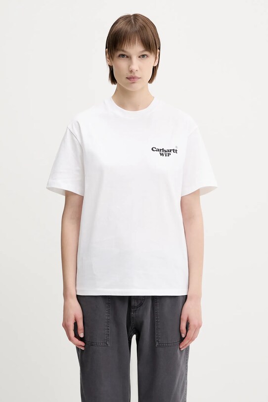 Odzież Carhartt WIP t-shirt bawełniany S/S Button T-Shirt I034702.02XX biały