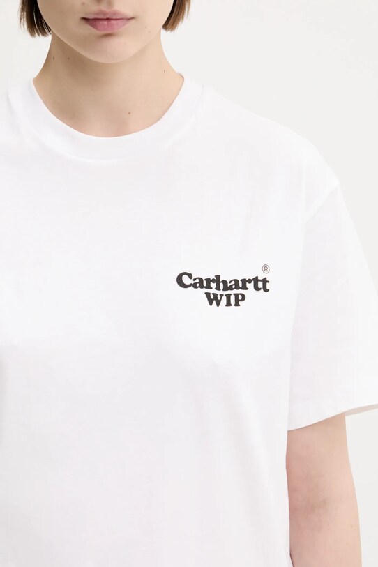 Carhartt WIP t-shirt bawełniany S/S Button T-Shirt biały I034702.02XX