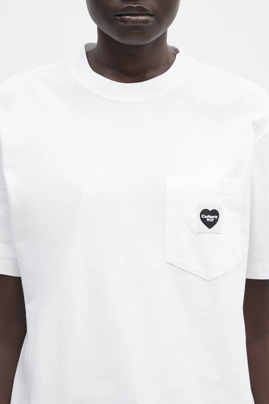 Bavlněné tričko Carhartt WIP S/S Pocket Heart T-Shirt bílá I032180.00AXX