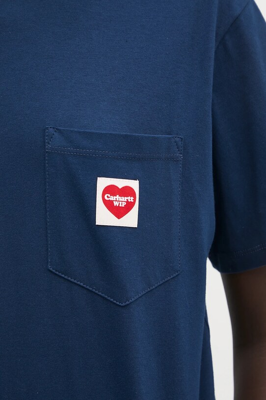 Carhartt WIP t-shirt bawełniany S/S Pocket Heart T-Shirt granatowy I032180.2VVXX