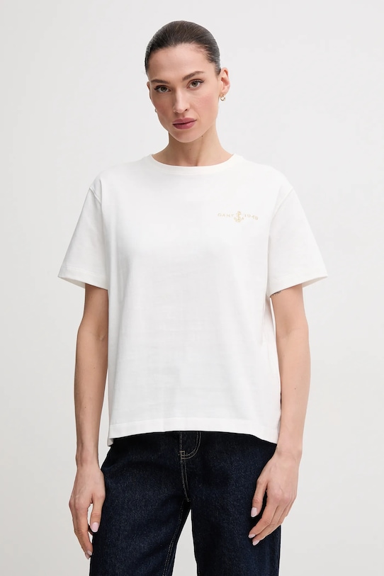Bavlnené tričko Gant jednofarebný biela 4200573