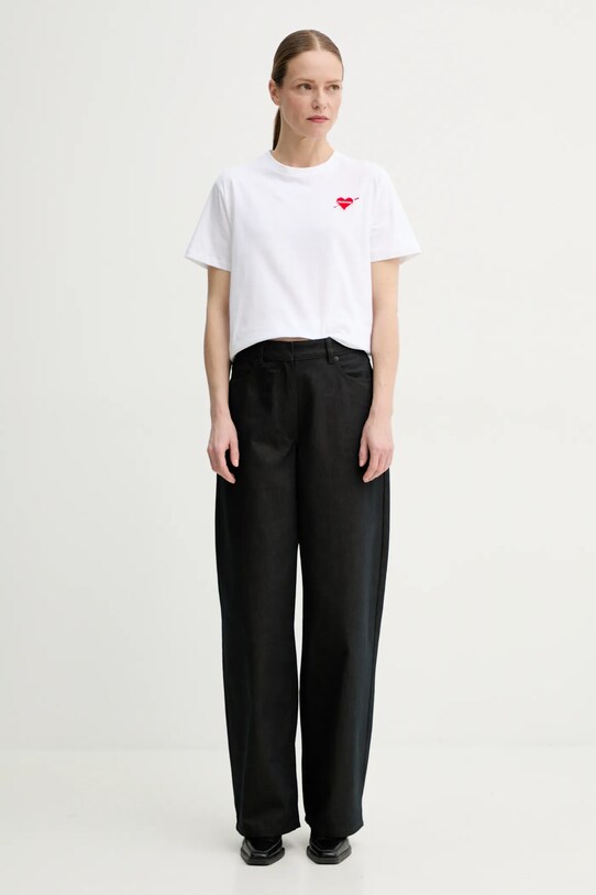 Βαμβακερό μπλουζάκι The Kooples FTSC30036K λευκό SS25