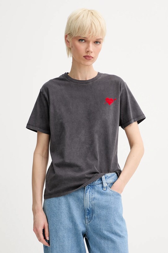 The Kooples t-shirt in cotone semplice grigio FTSC30036K