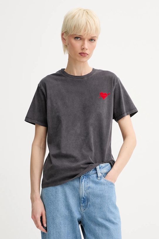 Бавовняна футболка The Kooples бавовна сірий FTSC30036K