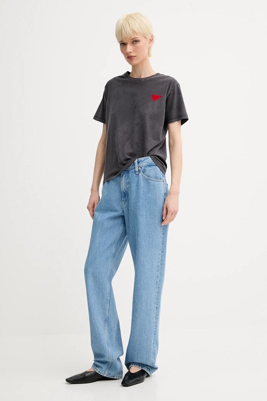 Бавовняна футболка The Kooples FTSC30036K сірий SS25