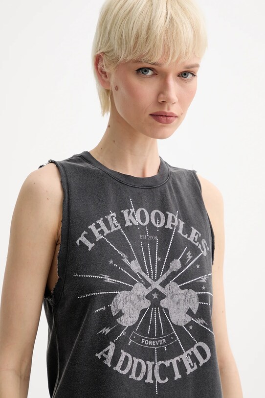 Bavlněný top The Kooples černá FDEB30002K