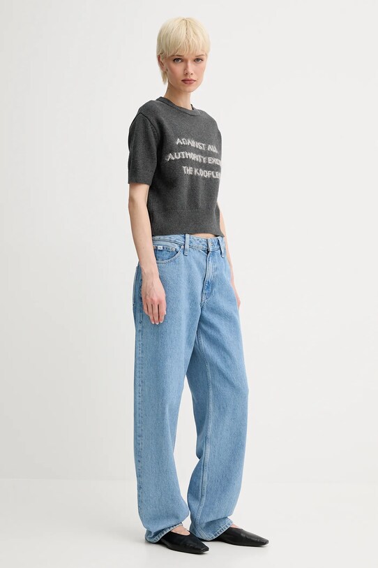 Свитер с примесью шерсти The Kooples FPUL30012K серый SS25