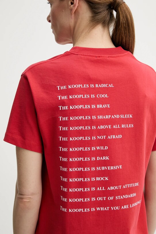 Βαμβακερό μπλουζάκι The Kooples FTSC30027K κόκκινο