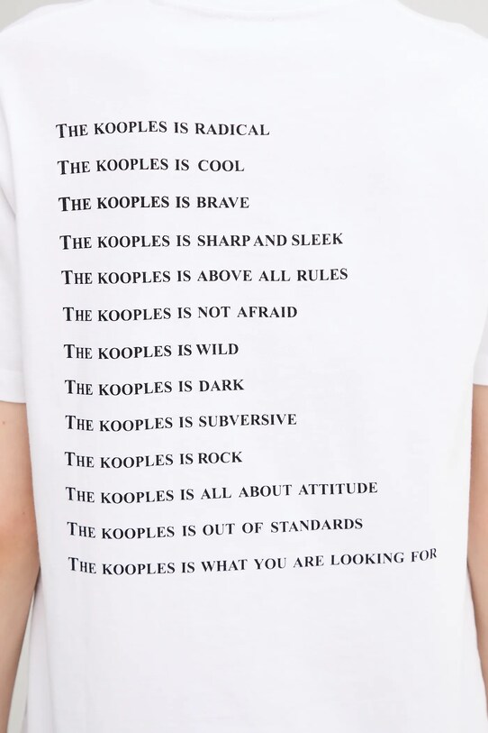 Bavlnené tričko The Kooples FTSC30049K biela
