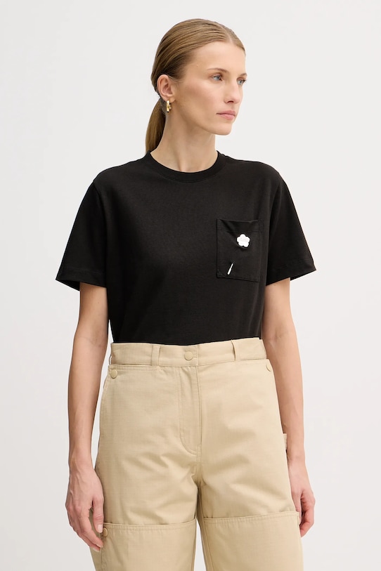 Bavlnené tričko Kenzo jednofarebný čierna FF52TS1504SG.99J