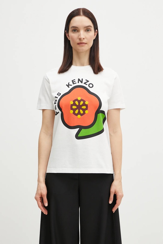 Pamučna majica Kenzo regular bijela FF52TS1684SO.02