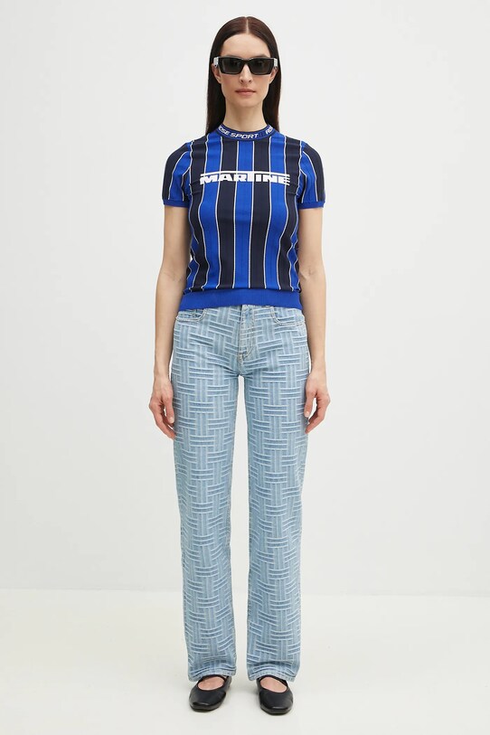 Tričko Martine Rose Logo Tight 959YA12500 modrá