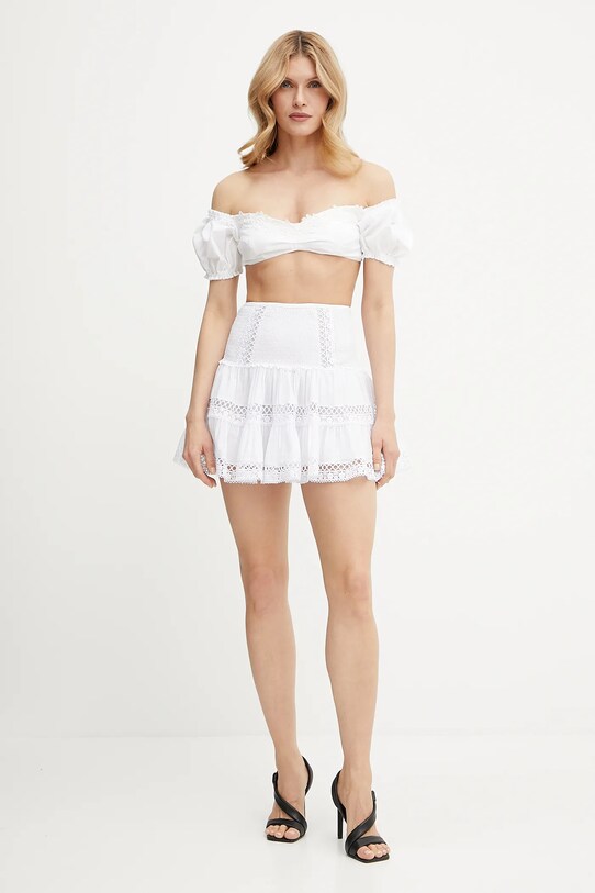 Pamučni top Ermanno Scervino D464L611OVZ bijela SS25
