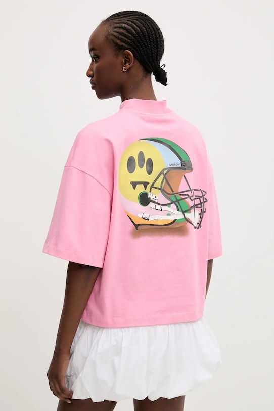 Barrow t-shirt bawełniany nadruk różowy S5BWWOTH143