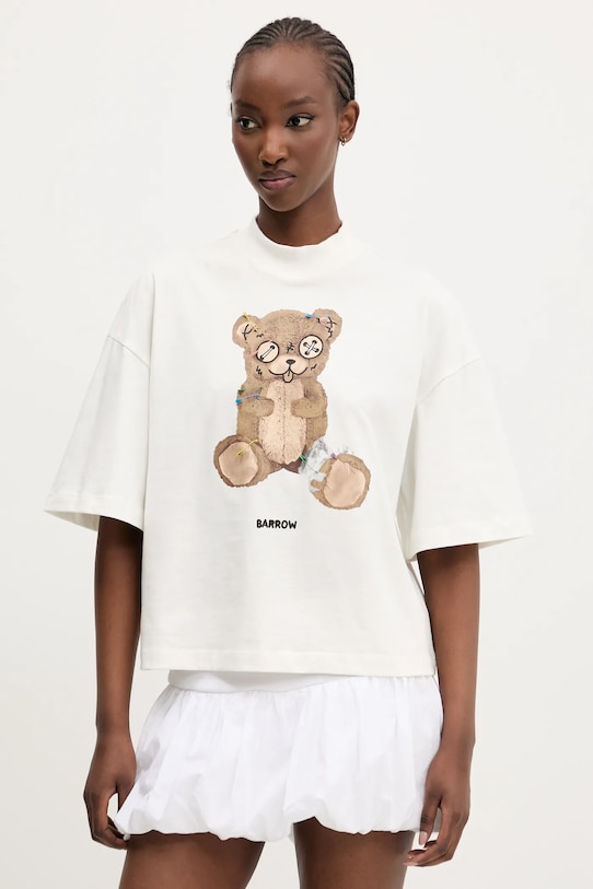 Barrow t-shirt bawełniany nadruk biały S5BWWOTH153