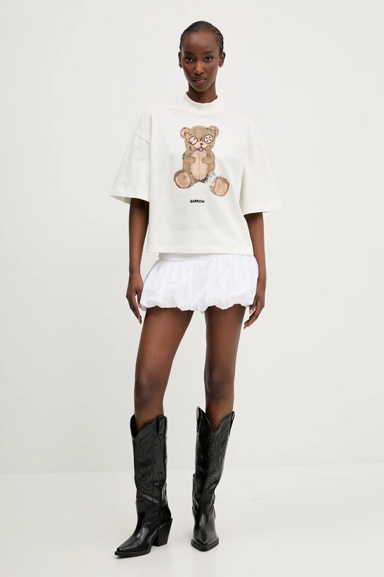 Barrow t-shirt bawełniany S5BWWOTH153 biały SS25