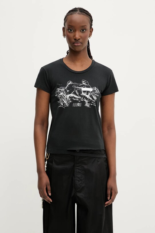 MM6 Maison Margiela t-shirt bawełniany nadruk czarny S62GD0199.M20108.899