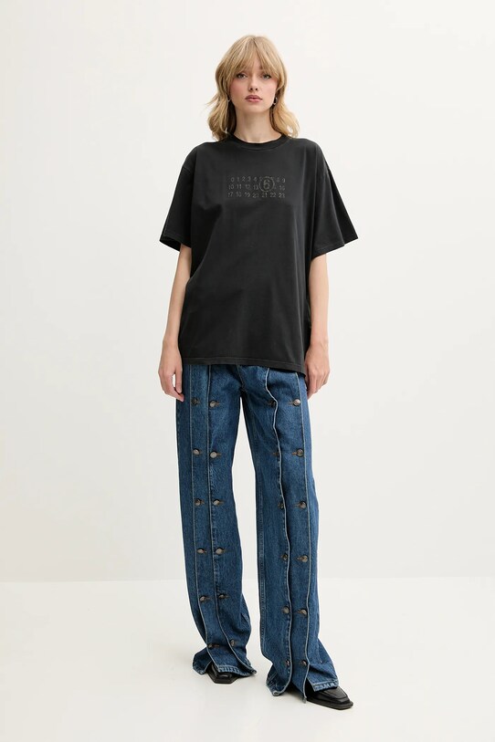 MM6 Maison Margiela t-shirt bawełniany S62GD0202.M20115.900 czarny SS25